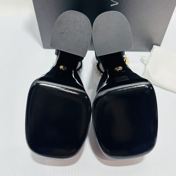 Versace Aevitas Platform Pumps EU 38.5/ US 8.5 Black Satin Crystal NIB $1,575 - Picture 15 of 16